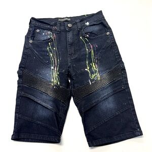 GS-115 Graffiti Destroyed Stretch Hip-Hop Urban MOTO Splatter Shorts Size 12